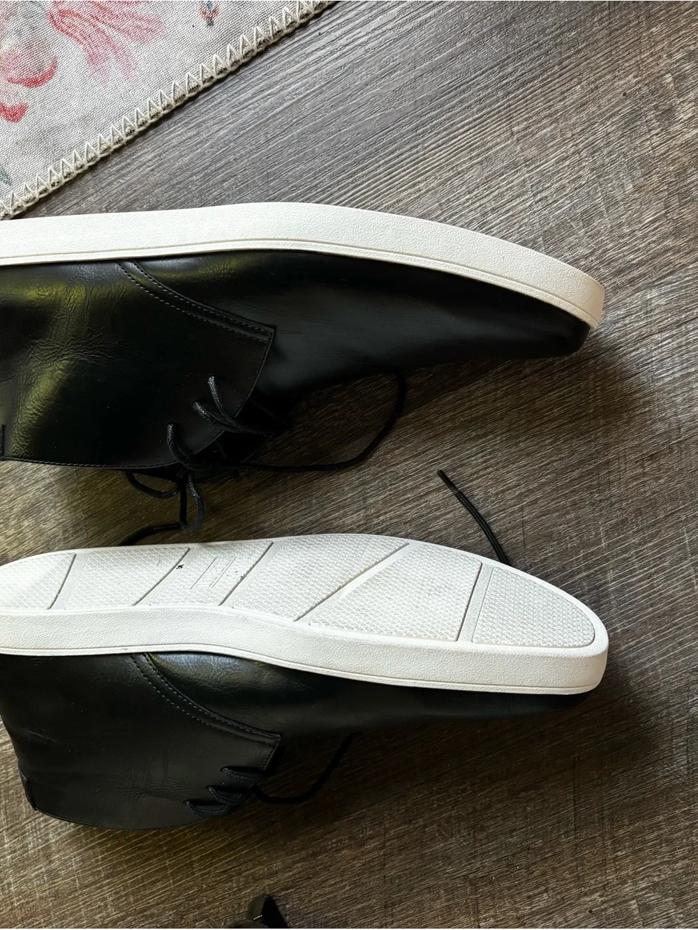 Alfani Black Leather Derby Shoes with White Trim